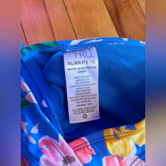 Time and Tru blue floral bikini top size xl (16-18) - Picture 3 of 3